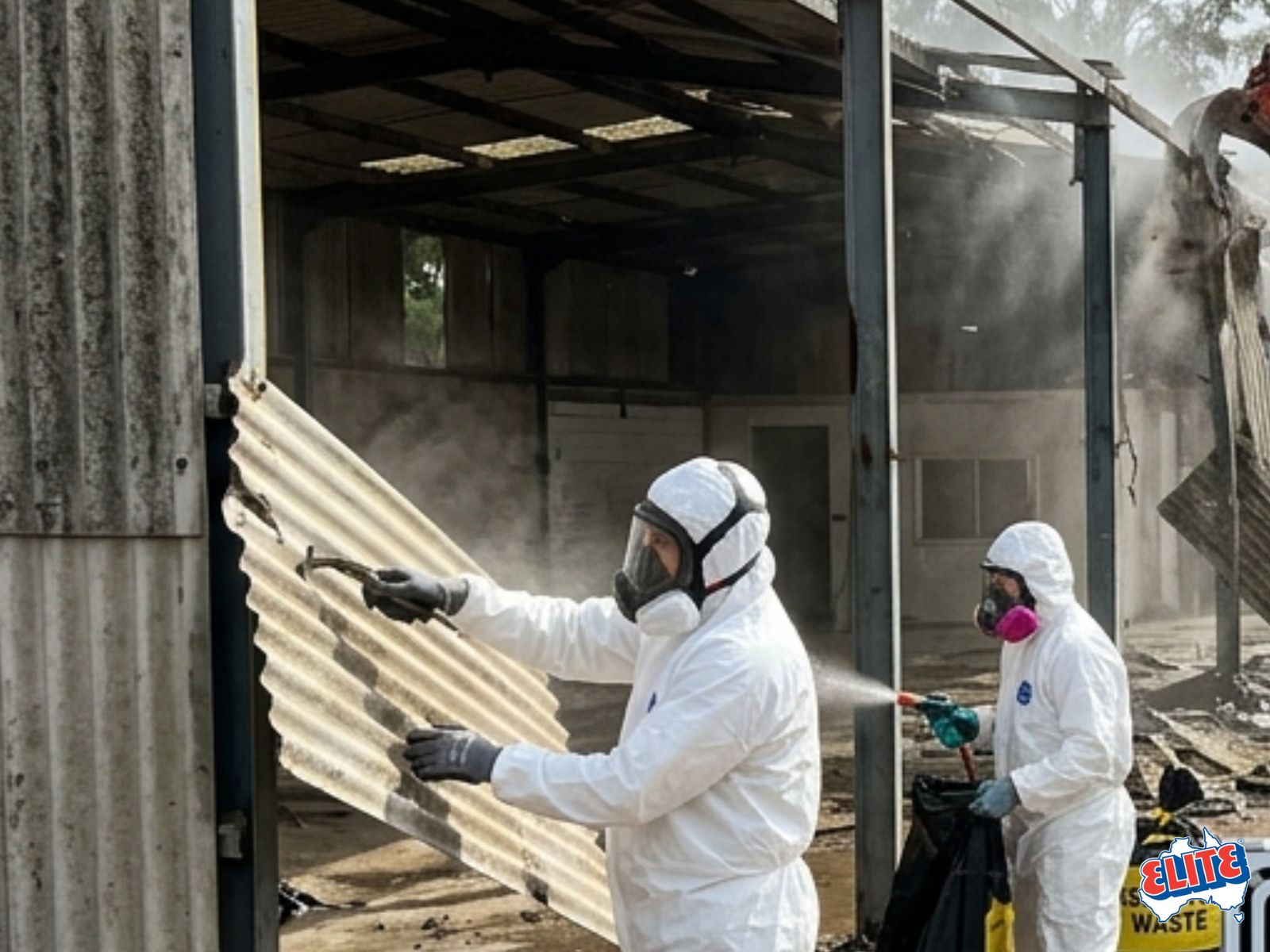 Asbestos stripping prior to demolition